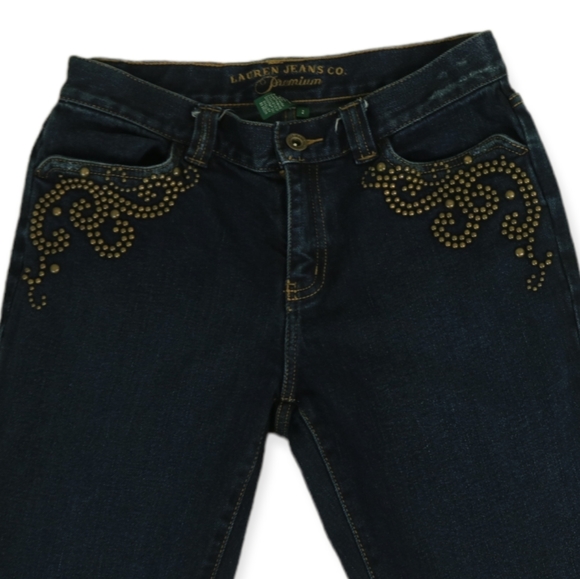 Ralph Lauren Studded Embellished Bootcut Jeans - Picture 2 of 11